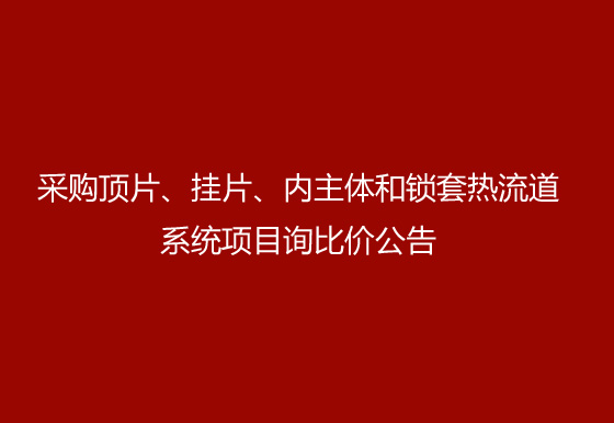 珠海经济特区龙狮瓶盖有限公司采购顶片、挂片、内主体和锁套热流道系统项目询比价公告