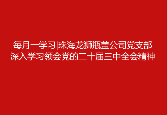 每月一学习|珠海龙狮瓶盖公司党支部深入学习领会党的二十届三中全会精神